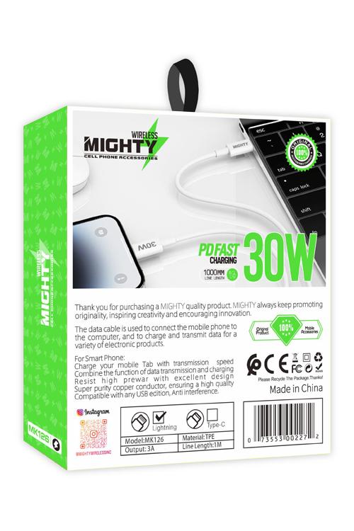 Mighty 30W PD Type-C to 8 Pin Cable MK126